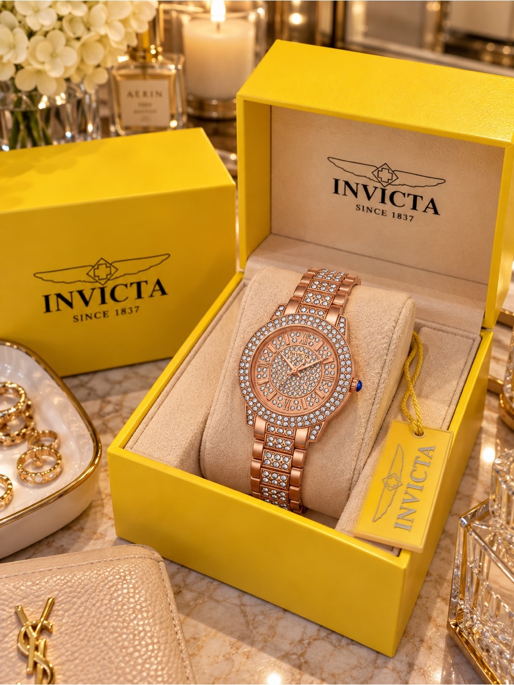 Invicta Wildflower 69426 Rose Gold Crystal 32mm Watch NWT